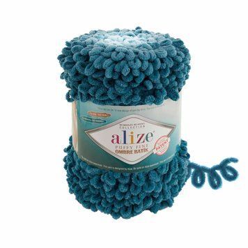 Пряжа Alize Puffy Fine Ombre Batik/Алізе Пуффі Файн Омбре Батік, морська хвиля 7263 1226 фото