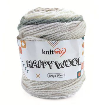 Пряжа Happy Wool/Хеппі Вул, екрю-світла ялина-молочний-світло бежевий-світло сірий HW16, Knit Me 1156 фото