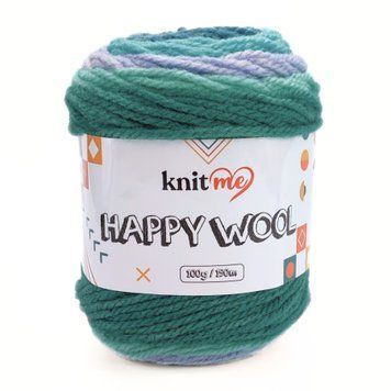 Пряжа Happy Wool/Хеппі Вул, морська хвиля-салатовий-світло сірий-бірюза HW17, Knit Me 1160 фото