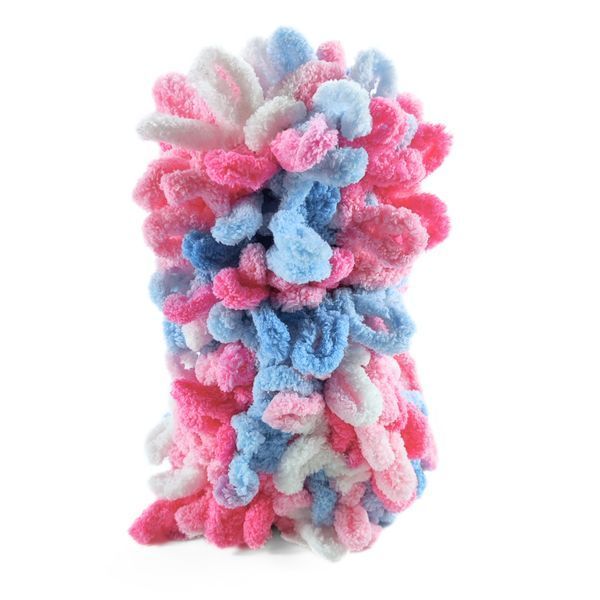 Пряжа Alize Puffy Color/Алізе Пуффі Колор, блакитний-рожевий-білий 6525 1734 фото