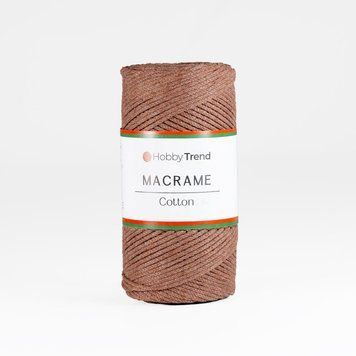 Пряжа Cotton Macrame/Котон Макраме, коричневий 1001/38, Hobbi Trend 5634 фото