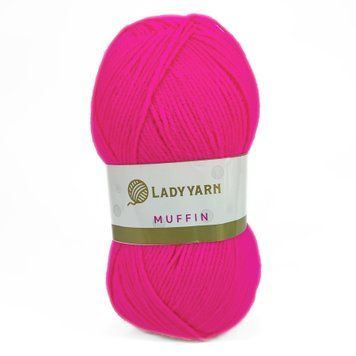 Пряжа Muffin/Мафін, яскраво-рожевий AHB031, Lady Yarn 2527 фото