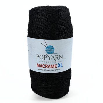 Пряжа Macrame Xl/Макраме ХЛ, чорний B-581, Popyarn Popyarn фото