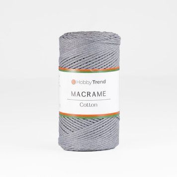 Пряжа Cotton Macrame/Котон Макраме, сірий 1001/64, Hobbi Trend 5638 фото