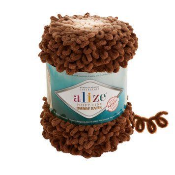 Пряжа Alize Puffy Fine Ombre Batik/Алізе Пуффі Файн Омбре Батік, бежевий 7262 1226 фото